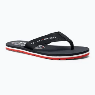Japonki damskie Tommy Hilfiger Global Stripes Flat Beach Sandal red white blue - Sport OUTLET - miniaturka - grafika 1