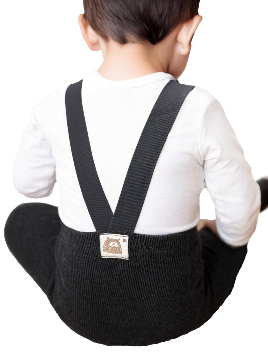 Rajstopy chłopięce bawełniane z szelkami czarne 92-98 YOCLUB