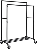 Wieszaki i stojaki - Metalowy wieszak na ubrania mobilny czarny 162 cm - miniaturka - grafika 1