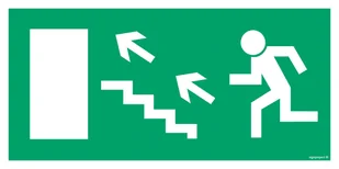 AC019 WYJŚCIE EWAKUACYJNE W LEWO SCHODAMI W GÓRĘ, PS - PŁYTA PCV 1MM FOTOLUMINESCENCYJNA; (200X100MM) - Systemy ekspozycyjne i znaki informacyjne - miniaturka - grafika 1