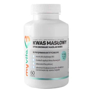 MyVita Kwas masłowy otoczkowany maślan sodu 360 mg 60 kapsułek vege 5903021592125 - Suplementy naturalne - miniaturka - grafika 1
