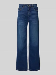 Spodnie damskie - Jeansy o kroju relaxed fit ze szwami w kontrastowym kolorze - grafika 1
