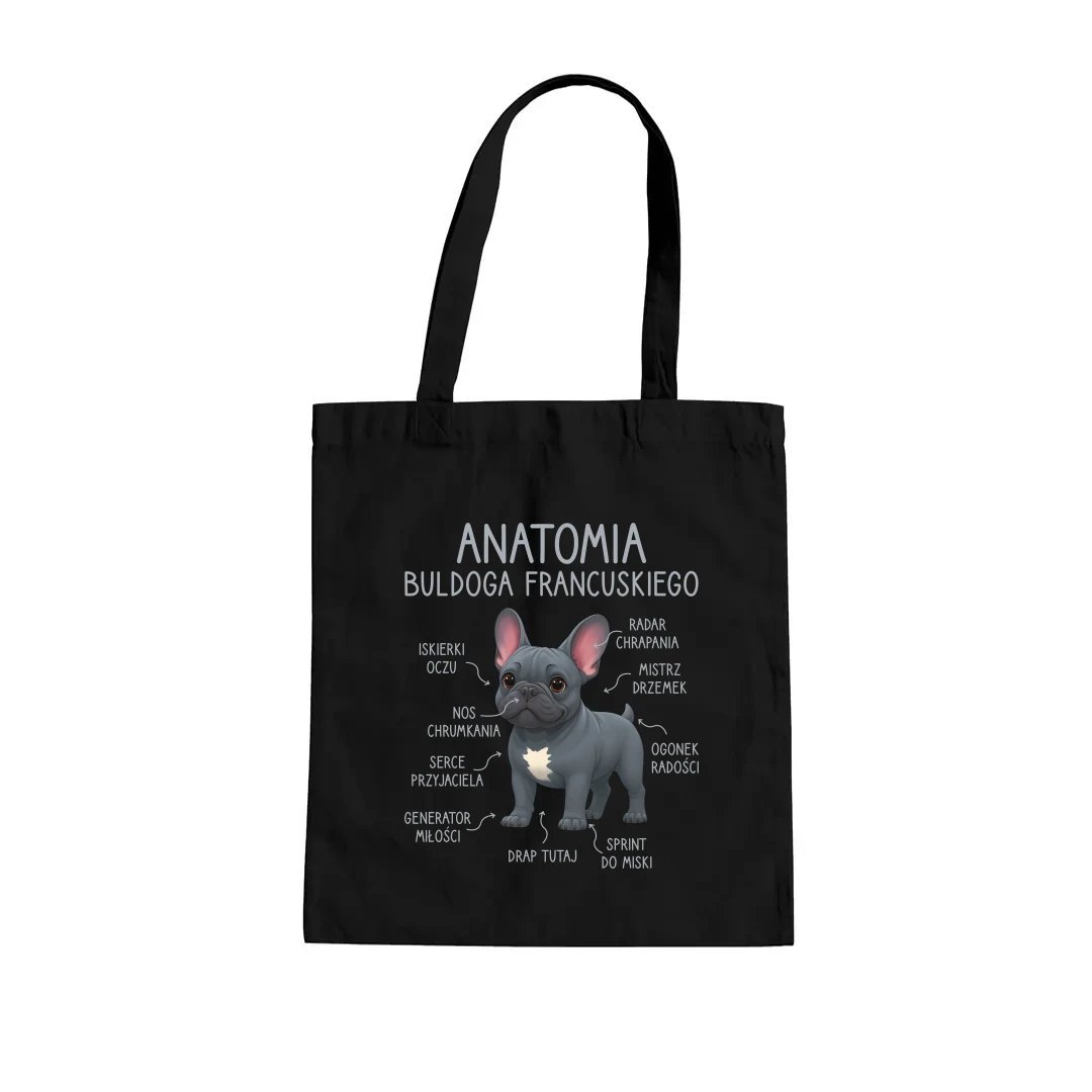 Anatomia buldoga francuskiego - niebieski - torba na prezent