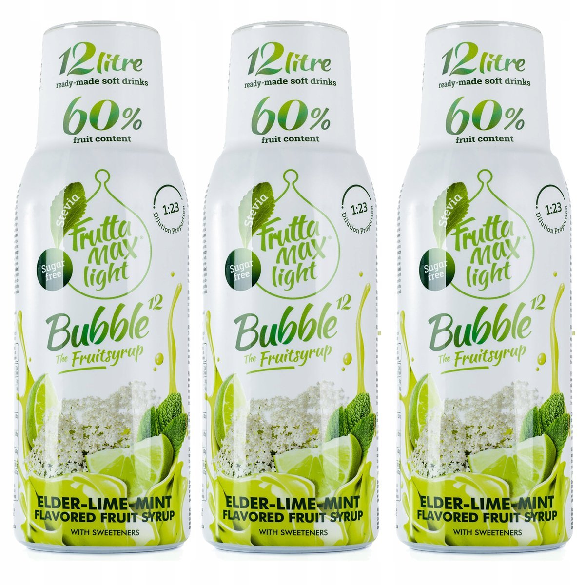 Zestaw 3 koncentratów do Saturatora FruttaMax Limonka Mięta Bez Light bez Cukru 3x 500 ml
