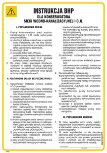 IAF22 INSTRUKCJA BHP DLA KONSERWATORA SIECI WODNO-KANALIZACYJNEJ I C.O., FN - FOLIA SAMOPRZYLEPNA; (245X350MM) - Instrukcje stanowiskowe BHP - miniaturka - grafika 1