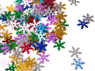 [55567] Cekiny śnieżynki mix kolorów 12mm około 200 szt. - Dekoratorstwo - miniaturka - grafika 1