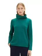 Bluzy damskie - TOM TAILOR Bluza damska, 34027 - Heringbone Structure Evergreen, L - miniaturka - grafika 1