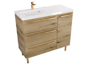 Szafki łazienkowe - Szafka Stojąca Z Umywalką ATHD 90 cm D Lewa - Dąb Evoke Coast Mat - Uchwyty Złote Polerowane - miniaturka - grafika 1
