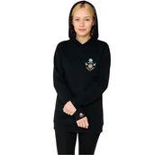 Bluzy damskie - Czarna bluza z haftem łowickim i kolorowym wnętrzem kaptura (S-M-L) - miniaturka - grafika 1