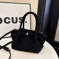 Torebki damskie - Mała zamszowa torebka - Czarny - miniaturka - grafika 1