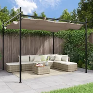 Altany ogrodowe - vidaXL Pergola ze zwijanym dachem, taupe, 295x292x230 cm - miniaturka - grafika 1