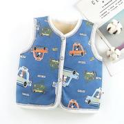Bluzki dla niemowląt - Slowmoose Kardigan bez rękawów, chłodna kurtka - Futrzana kamizelka tkanina zimowa Granatowy 2 12M - miniaturka - grafika 1