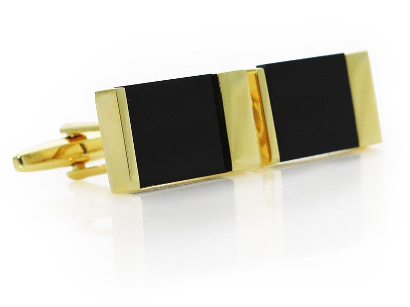 Złoto-czarne prostokątne spinki do mankietów A307