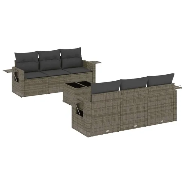Zestaw mebli ogrodowych szary rattan PE 55 x 62 x 69 cm z poduszkami