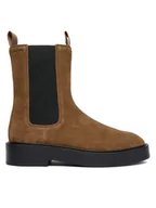 Botki damskie - Calvin Klein Sztyblety YW0YW01969 Beżowy - miniaturka - grafika 1