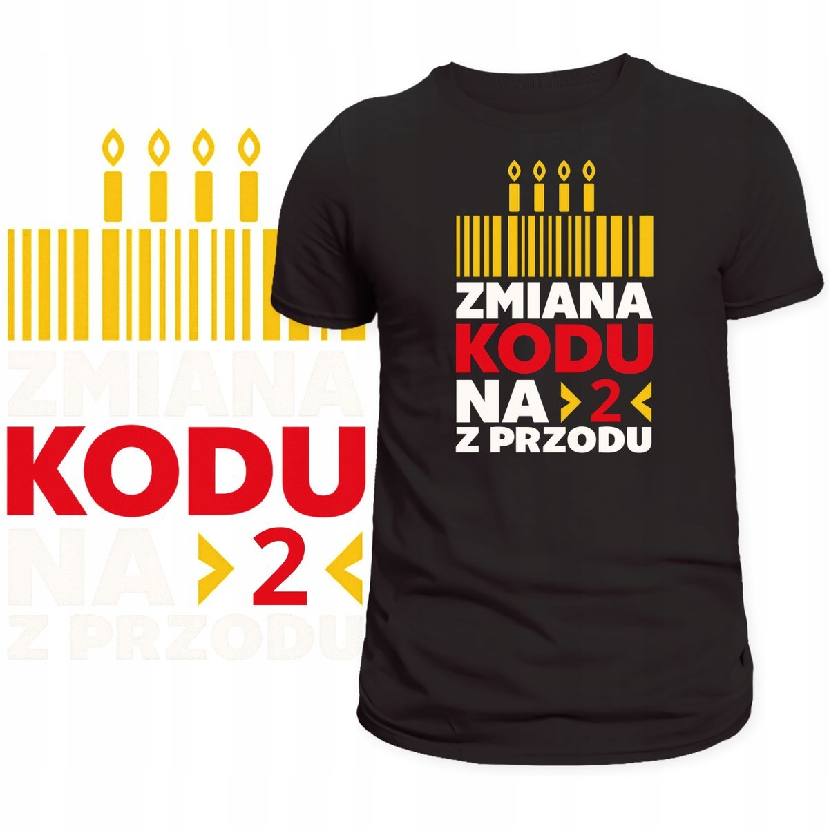 T-SHIRT MĘSKI KOSZULKA NADRUK ZMIANA KODU NA 2 Z PRZODU PREZENT 20 LAT M