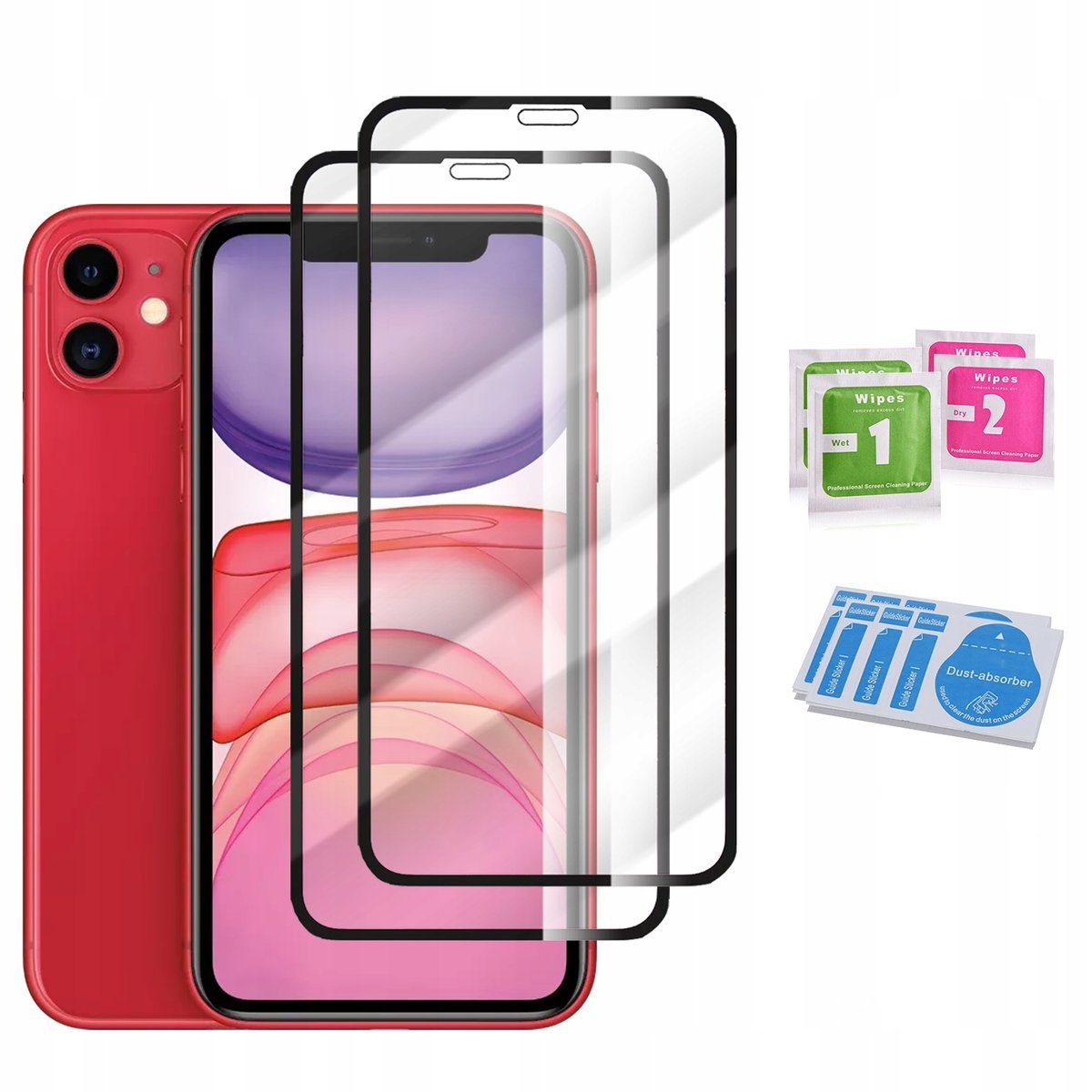 ZESTAW 2x SZKŁO HARTOWANE do iPhone 11 PEŁNE NA CAŁY EKRAN 5D HD+ SZYBKA