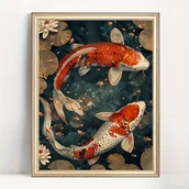 Rękodzieło - TEMU Zestaw do Malowania Diamentowego "Koi" 30x40 cm, Pełne Diamentowe Płótno i Narzędzia, Mozaika z Wzorem Ryb, Dekoracja Sypialni lub Salonu, - miniaturka - grafika 1