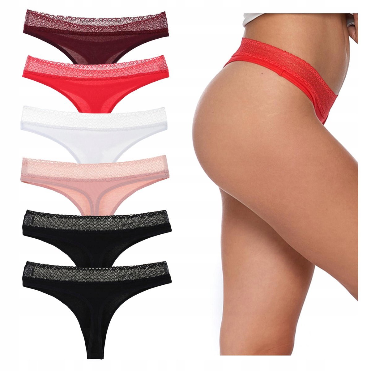 Kolorowe STRINGI MAJTKI DAMSKIE Koronkowe MORAJ r. XL