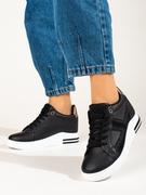 Sneakersy damskie - Czarne sneakersy z ukrytą koturną Shelovet-37 - miniaturka - grafika 1