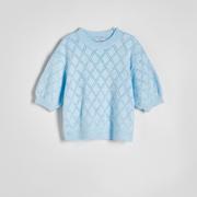 Reserved - Sweter w ażurowy wzór - Niebieski