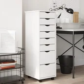 Szafy - vidaXL Szafka na kółkach MOSS, z szufladami, biała, sosna - miniaturka - grafika 1