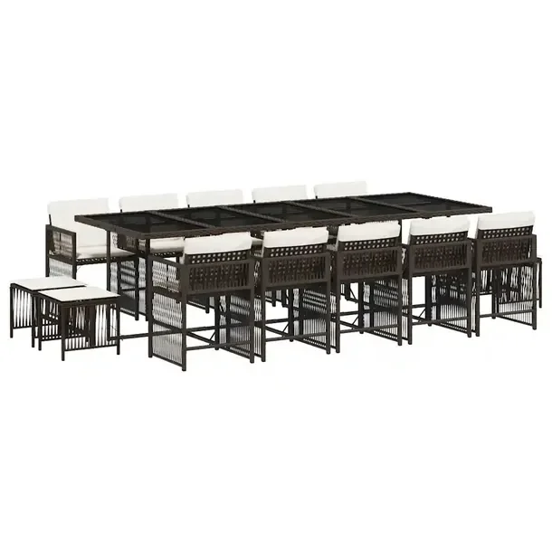 Zestaw mebli ogrodowych brązowy, rattan PE, stół 275x106x73 cm, krzesła