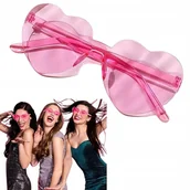 Dodatki do strojów karnawałowych - Okulary różowe serca na wieczór Panieński, gadżety imprezowe, fotobudka - miniaturka - grafika 1