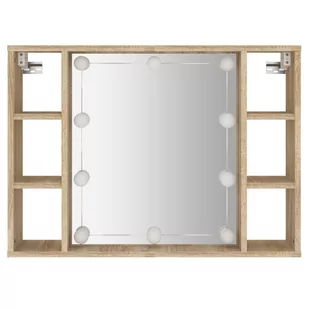 Lumarko Szafka z lustrem i oświetleniem LED, dąb sonoma, 76x15x55 cm - Toaletki - miniaturka - grafika 8