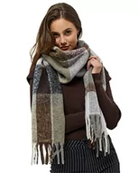 Apaszki i szaliki damskie - Minus Damski szalik wełniany Makina, pastelowy liliowy w kratkę, jeden rozmiar - miniaturka - grafika 1