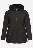 Kurtki damskie - Czarna Kurtka Wiatrówka z Nieodpinanym Kapturem i Ściągaczami Mevaria - miniaturka - grafika 1