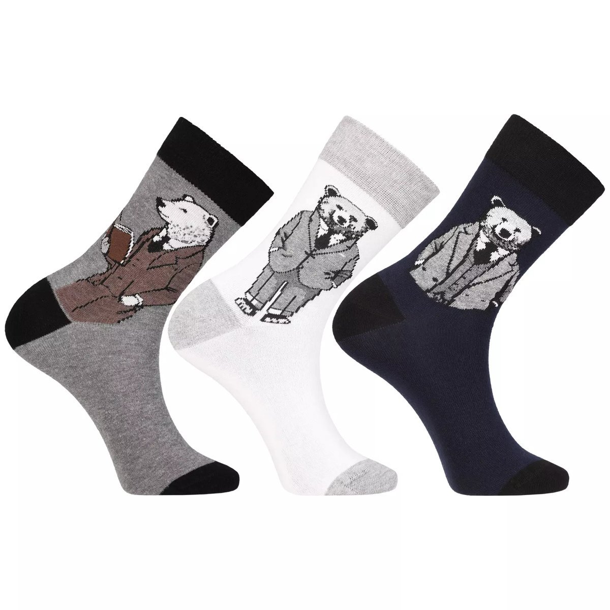 3X Skarpetki Męskie Skarpety Bawełna Klasyczne Niedźwiedzie Miś Moraj 43-45
