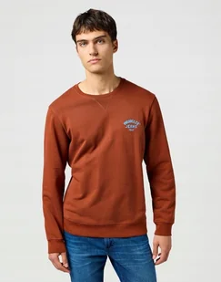 WRANGLER SMALL LOGO CREW SMOKED PAPRIKA 112364093 S - Bluzy męskie - miniaturka - grafika 1