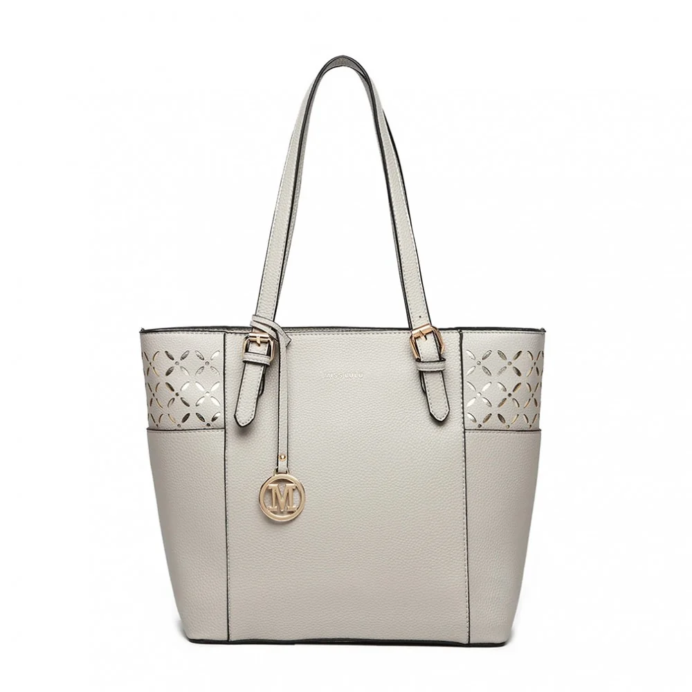 Szara Duża Elegancka Torebka Shopper Bag do Pracy Ivonne