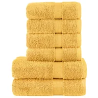 Ręczniki - vidaXL 6-cz. zestaw ręczników premium, złoty, 600 g/m2, bawełna 100% - miniaturka - grafika 1