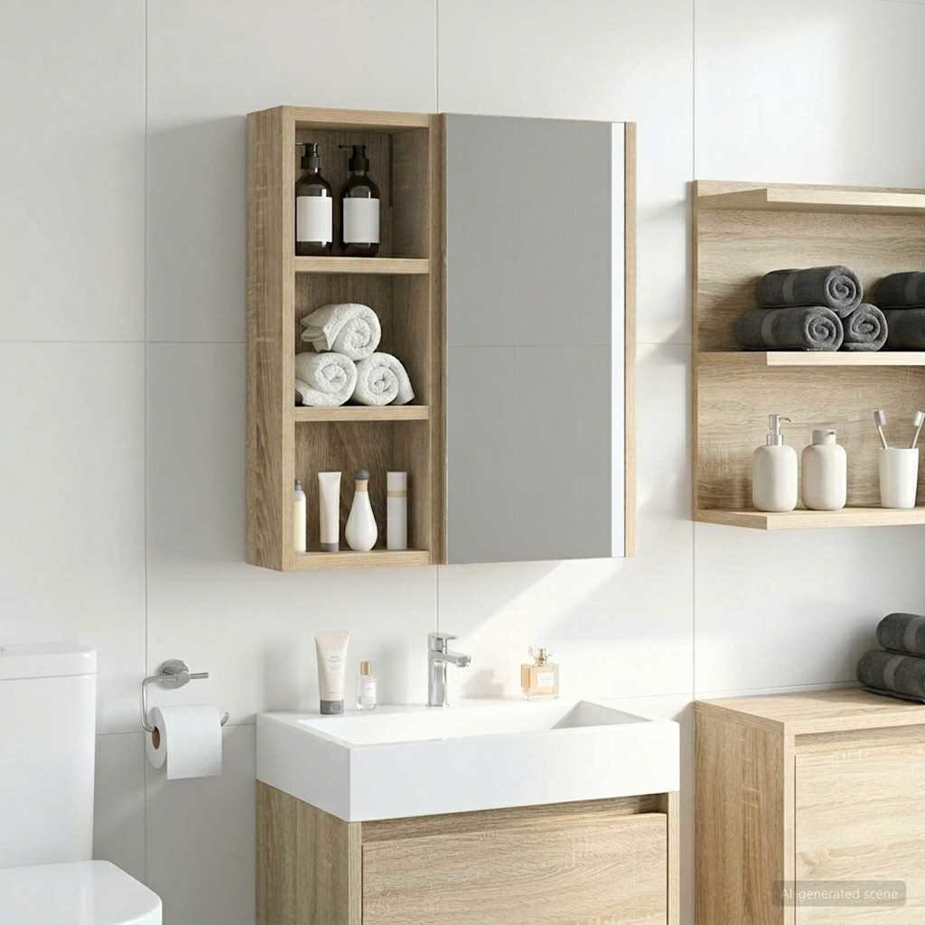 vidaXL vidaXL Szafka ścienna łazienkowa z półką Dąb Sonoma 20 x 10 x 50 cm