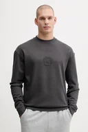 Bluzy męskie - BOSS bluza bawełniana męska kolor szary z aplikacją 50545529 - miniaturka - grafika 1
