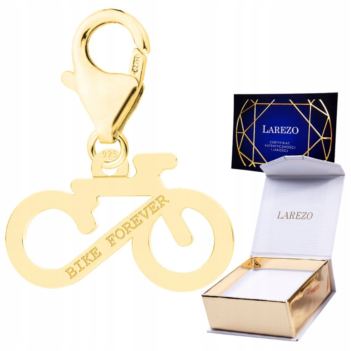 ZAWIESZKA ZŁOTA Wisząca Rowerek Rower z Grawerem Bike Forever SREBRO 925