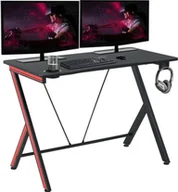 Biurka gamingowe - HOMCOM Stolik gamingowy Biurko z haczykiem na słuchawki Uchwyt na napoje Stolik komputerowy Stal + MDF Czarny 105 x 55 x 75 cm - miniaturka - grafika 1