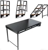 Stoły - Hedo Rozkładany składany stół z półką montowaną na ścianie - czarny orzech - miniaturka - grafika 1