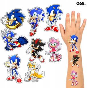 TATUAŻE ZMYWALNE DLA DZIECI TYMCZASOWE SONIC SONIK - 8 EL. / 150 WZORÓW - Zabawki kreatywne - miniaturka - grafika 1