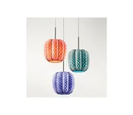 Lampy sufitowe - SIRU - Żyrandol na lince NEST 3xE27/60W/230V pomarańczowy/niebieski/zielony szkło weneckie - miniaturka - grafika 1