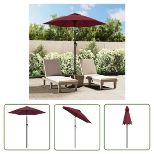 The Living Store Parasol - burgundowy - 200 x 224 cm - aluminium - Parasol - Parasole ogrodowe - miniaturka - grafika 1