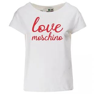 Love Moschino Damska koszulka z krótkim rękawem Boxy Fit, optical white, 40 - Koszulki i topy damskie - miniaturka - grafika 1