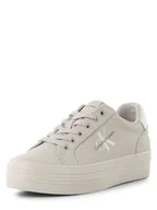 Trampki damskie - Calvin Klein Jeans - Damskie tenisówki ze skóry, beżowy|szary - miniaturka - grafika 1