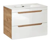 Umywalki - Elior Szafka z umywalką z szufladami 80 cm Biały połysk F5-H52 - miniaturka - grafika 1