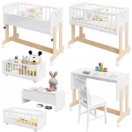 Łóżeczka i kojce - Łóżeczko dostawka 6w1 Leto 90x40 cm białe materac kosz Mojżesza norma UE - miniaturka - grafika 1