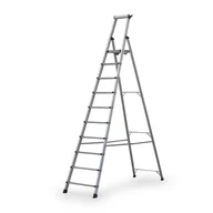Pozostałe wyposażenie warsztatu - Schody aluminiowe jednostronne z półką, 1x10 stopni, wysokość 2,44 m - miniaturka - grafika 1