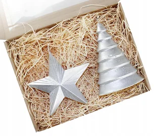 Świece świąteczne na prezent choinka + gw srebrna - Świece - miniaturka - grafika 1