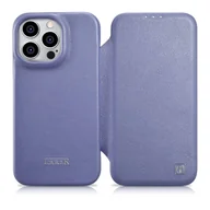 Etui i futerały do telefonów - iCarer CE Premium Leather Folio Case skórzane etui iPhone 14 Pro z klapką magnetyczne MagSafe jasnofioletowy (WMI14220714-LP) - miniaturka - grafika 1